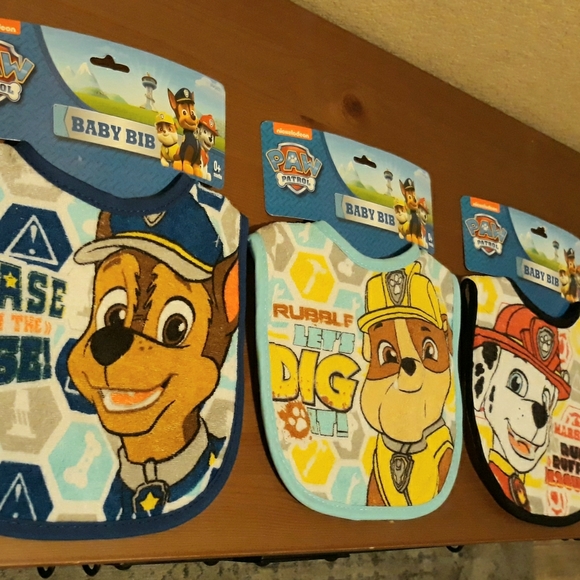 Paw Patrol 3-pack infant baby terry cloth bibs - Picture 1 of 7
